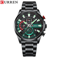 CURREN Men's Exquisite Sports Multifunction Watch New Luxury Stainless Steel Quartz Watch with Luminous Hand Clock часы мужские