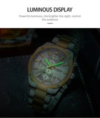 CURREN Stainless Steel Watch with Timer Calendar Luminous Hands And Stainless Steel Bracelet