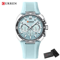 CURREN Men's Watch New Luxury Quartz Clock Original Silicone Sports Multi Functional Waterproof Luminous Date Timer Wrist Watch