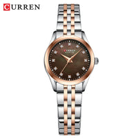 CURREN Elegant Fashion Women's Watches Luxury Brand Original Quartz Watch for Ladies Waterproof Stainless Steel Clock
