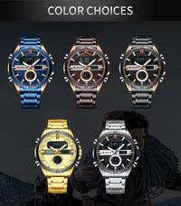 CURREN Sport Men Watch Top Brand Luxury Military Business Male Clock Gold Stainless Steel Quartz Digital Man Wristwatch 8384