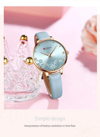 CURREN Watches for Woman Fashion Waterproof Clock Top Brand Luxury Creative Romantic Flower Dial Wristwatch Gift 9068