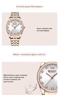 CURREN Top Brand Ladies Watch Elegant Stainless Steel Bracelet Simple Waterproof Ladies Business Watch Relogio Feminino