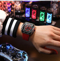 CURREN 8442 Unique Barrel Shaped Large Dial Men's Watch Casual Quartz Silicone Strap Automatic Date Chronograph Watches for Man