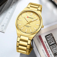 CURREN Men’s Business Watch Textured Black Dial Quartz  Wristwatch Stainless Steel Luminous Male Dress Watch Relogio Masculino
