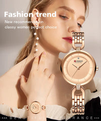 CURREN 9052 Women Watch Brand Fashion Casual Ladies Quartz Wristwatch Rose Gold Stainless Steel Mesh Dress Clock For Girl
