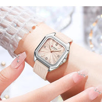 CURREN 9113 Women's square small dial watch waterproof quartz watch silicone watch strap fashionable and simple wristwatch