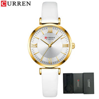 CURREN New Leather Watch Women Watches Ladies Creative Quartz Bracelet Wristwatches Female Waterproof Clock Relogio Feminino