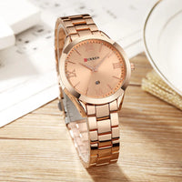 CURREN 9007 Fashion Women Quartz Watch Waterproof Minimalist Calendar Wristwatch with Roman Numerals