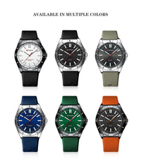 CURREN 8449 Men's Quartz Watch Fashion Leisure Outdoor Clock Analog Display Black Orange Silicone Strap Wristwatch for Male
