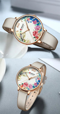 CURREN Women Watch Top Brand Luxury Gold Female Waterproof Clock Mesh Stainless Steel Bracelet Flower Ladies Wristwatch 9059