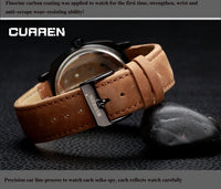 CURREN 8139 Men's Water-resistant Men's Quartz Watch Neutral-style Watch with Small Dial, Matte Genuine Leather Strap