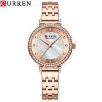 CURREN Top Brand Ladies Simple Fashion Quartz Watch Stainless Steel Classic Elegant Diamond Waterproof Ladies Watch Reloj Mujer