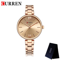 CURREN Fashion Women Watches Top Brand Luxury Lady Girl Wristwatch Rose Gold Stainless Steel Bracelet Classic Female Clock 9017