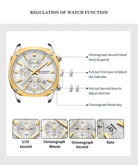 CURREN Stainless Steel Watch with Timer Calendar Luminous Hands And Stainless Steel Bracelet