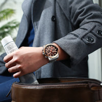 CURREN 8361 Classic Business & Fashion Six-Hand Men's Quartz Watch, Water-Resistant Stainless Steel Strap with Calendar