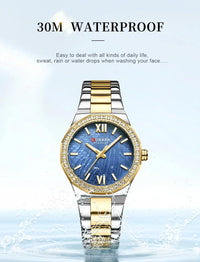 Women's Watch CURREN 2025 Romantic Luxury Dial with Rhinestones Stainless Steel Band Slim Wristwatch for Ladies Waterproof