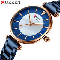 CURREN 9072 Shell Dial Quartz Watch for Ladies, Waterproof Minimalist Business Wristwatch