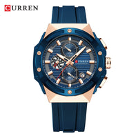 CURREN 8462 Top Luxury Quartz Men's Watch Silicone Strap Multifunctional Timing Code Classic Luminous Waterproof Men's Watch