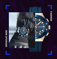 CURREN 8462 Top Luxury Quartz Men's Watch Silicone Strap Multifunctional Timing Code Classic Luminous Waterproof Men's Watch