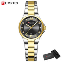 CURREN Women's Luxury Brand Watches Simple Quartz Auto Date Wristwatch Female Waterproof Clock Luminous Hands 9107