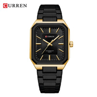 CURREN 8457 Business Minimalist Quartz Watch Waterproof Square Stainless Steel Strap Wristwatch with Luminous Function