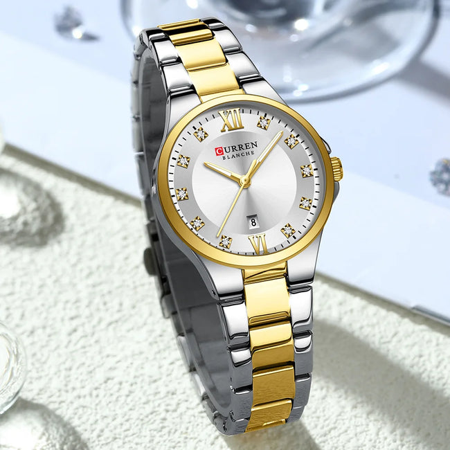 CURREN Women's Luxury Brand Watches Simple Quartz Auto Date Wristwatch Female Waterproof Clock Luminous Hands 9107