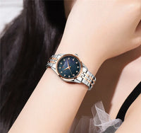 CURREN 9111 Luxury Women's Quartz Watch Ultra-Thin Waterproof Small Dial Watch with Rhinestone Embellishments