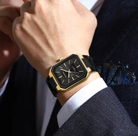 CURREN 8457 Business Minimalist Quartz Watch Waterproof Square Stainless Steel Strap Wristwatch with Luminous Function