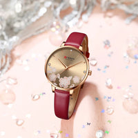 CURREN Watches for Woman Fashion Waterproof Clock Top Brand Luxury Creative Romantic Flower Dial Wristwatch Gift 9068