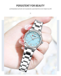 CURREN Women's Quartz Watch - Elegant Slim Stanless Steel Wristwatch Waterproof Luminous Hands Watch for Ladies