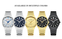 CURREN Men’s Business Watch Textured Black Dial Quartz  Wristwatch Stainless Steel Luminous Male Dress Watch Relogio Masculino