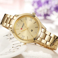 CURREN 9007 Fashion Women Quartz Watch Waterproof Minimalist Calendar Wristwatch with Roman Numerals