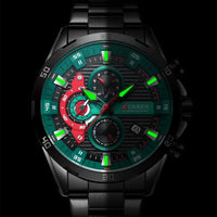 CURREN 8402 Business Men's Quartz Watch, Six-hand Steel-strap Wristwatch with Motorcycle-style Dial