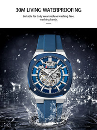 CURREN Watch for Men Automatic Mechanical Original Waterproof Silicone Strap Luminous Business Fashion clock
