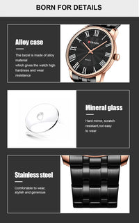 Curren 8422 Men's Minimalist Roman Numeral Quartz Watch, Water-resistant Round Business Wristwatch