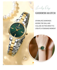 CURREN 9094 Small Dial Quartz Watch for Ladies, Waterproof Round Minimalist Wristwatch with Stainless Steel Strap