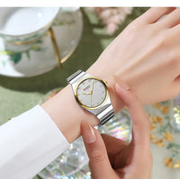 CURREN Luxury Classic Quartz Watch for Women Round Dial with Rhinestones Stainless Steel Bracelet Elegant Dress Wristwatch