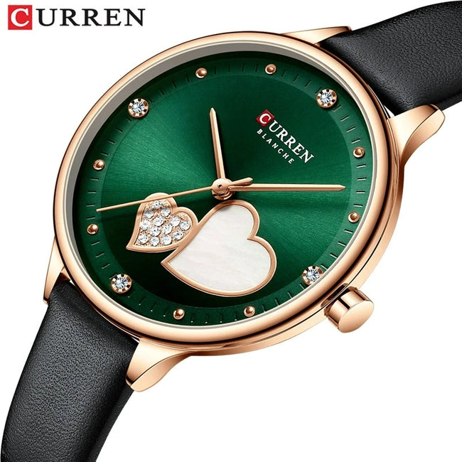 CURREN 9077 Ultra-thin Quartz Watch for Ladies, Waterproof Minimalist Small Dial Round Wristwatch