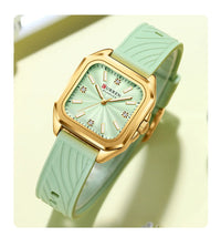 CURREN 9113 Women's square small dial watch waterproof quartz watch silicone watch strap fashionable and simple wristwatch