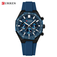CURREN 8489 New Mens Watches Waterproof Sports Watch Silicone Strap Chronograph Quartz Wristwatch Relogios Masculino+BOX