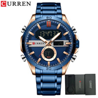 CURREN Sport Men Watch Top Brand Luxury Military Business Male Clock Gold Stainless Steel Quartz Digital Man Wristwatch 8384