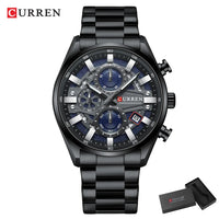 CURREN Men's Multifunctional Watch with Chronograph Date Stopwatch Waterproof Watches Stainless Steel Quartz Movement Clock