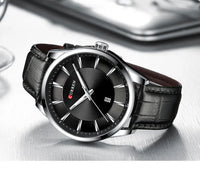 CURREN 8365 Men's Minimalist Calendar Water-Resistant Quartz Watch, Business Style with Leather Strap