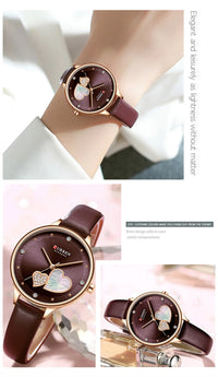 CURREN 9077 Ultra-thin Quartz Watch for Ladies, Waterproof Minimalist Small Dial Round Wristwatch
