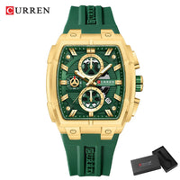 CURREN Original Silicon Strap Multi-functional Dialn Auto Date Design Men's Watch Sports Chronograph Watches