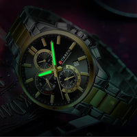 CURREN Men's Quartz Chronograph Watch with Luminous Hands,Auto Date Stainless Steel Band, Precision Style Wristwatche Waterproof