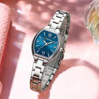 CURREN Fashionable Barrel-Shaped Simple Elegant Quartz Watch Women's Elastic Band Retro Women's Watch