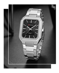 CURREN NEW Stainless Steel Strap Vintage Rectangle Dial Quartz Watches for Men Luminous Hands Waterproof