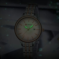 CURREN Fashion Brand Ladies Two Tone Watches Simple Quartz Waterproof Wristwatch for Women with Auto Date
